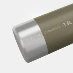 Quechua Gourde Inox 1,5L Avec Bouchon à Vis Pour La Randonnée - Kaki -Quechua Promos Magasin gourde inox 15l avec bouchon a vis pour la randonnee kaki 2