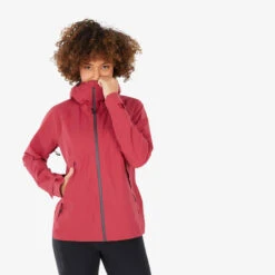 Quechua Veste Imperméable De Randonnée Montagne - MH500 - Femme - Framboise -Quechua Promos Magasin veste impermeable de randonnee montagne mh500 femme framboise 3